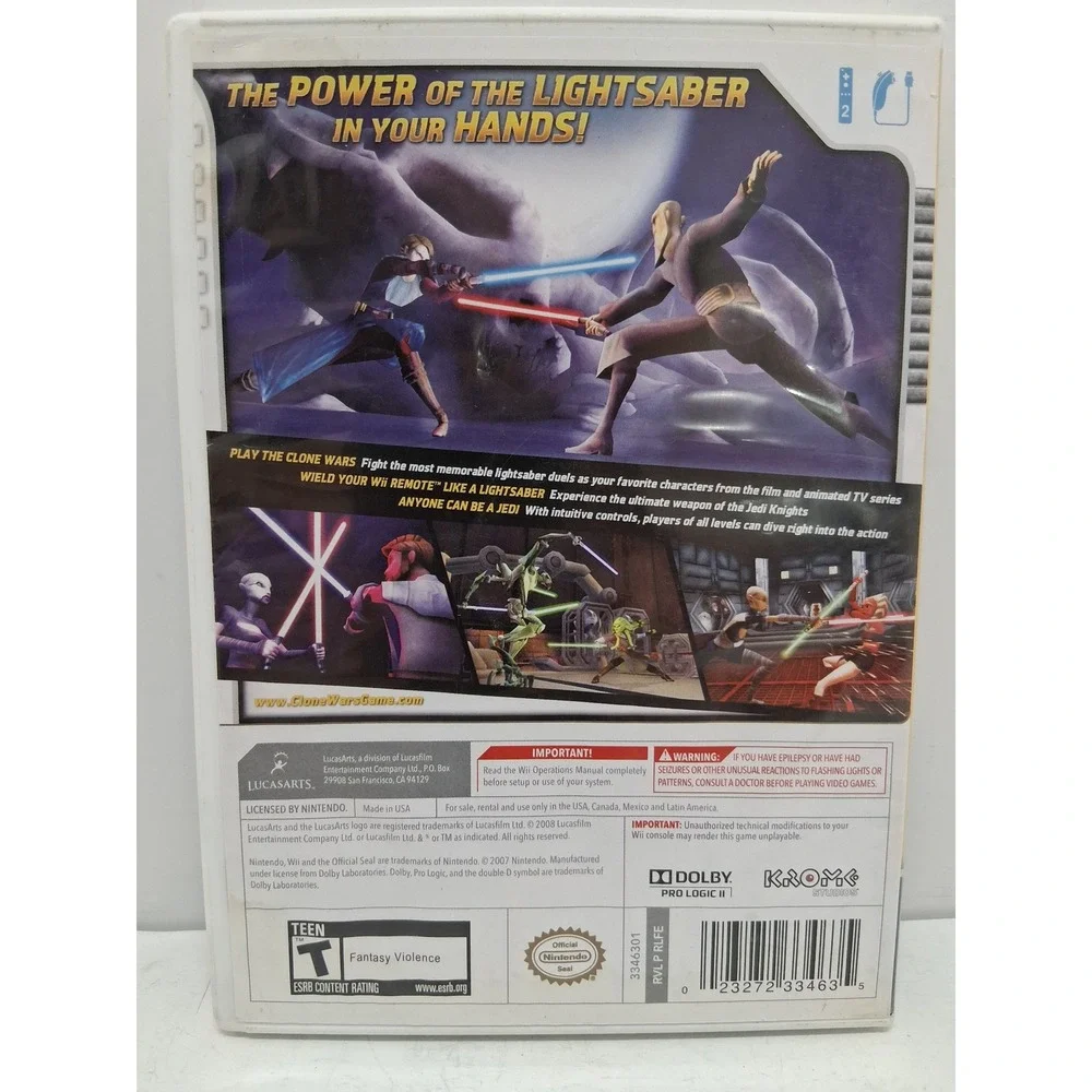 Star Wars The Clone Wars Lightsaber Duels Nintendo Wii LucasArts RVL-RLFE CIB